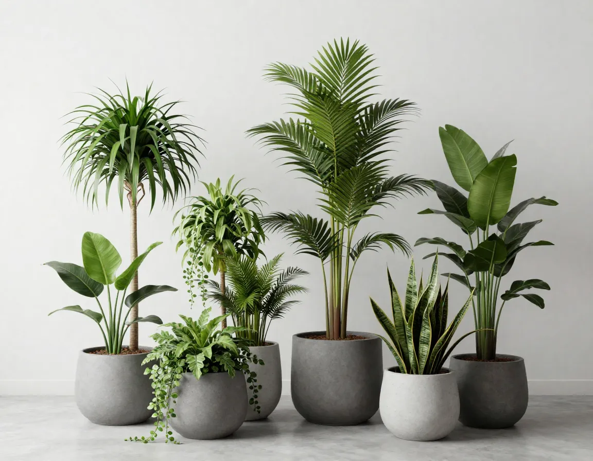 Beautiful indoor plants in modern setting
